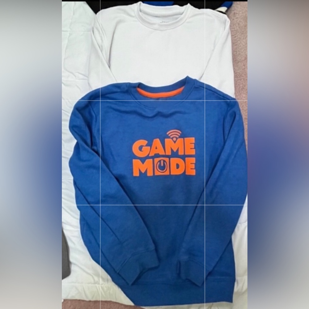 Cat & Jack Boys Blue Sweatshirt with Neon Print & bcg Long Sleeve Tee Small